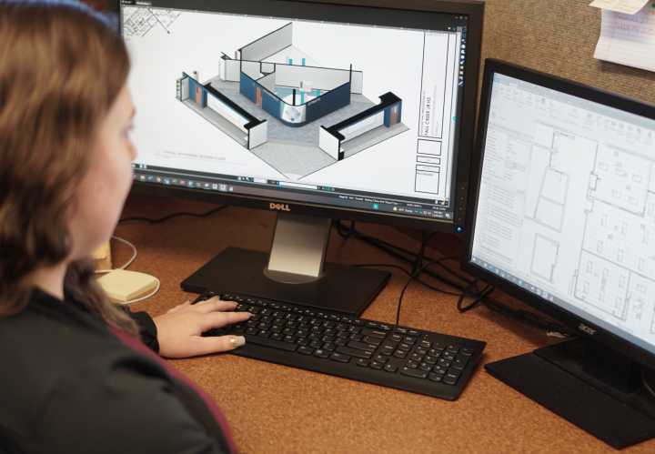 Woman working on computer CAD